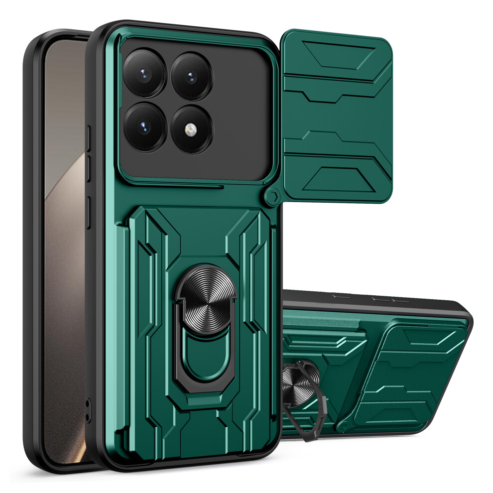 (Blackish ) For Xiaomi 15T Case Pc + Tpu Kickstand Phone Back Cover With Camera Slider Green 6914290364879