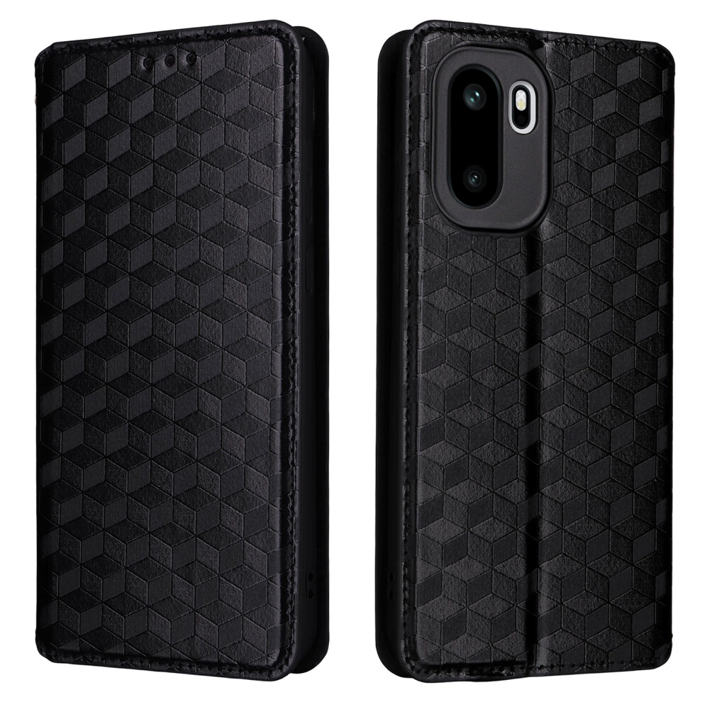 (Black) For Oneplus Ace 6 5G / 6T 5G / 15R 5G Case Wallet Rhombus Imprinted Pu Leather Phone Cover Black 6914296514186