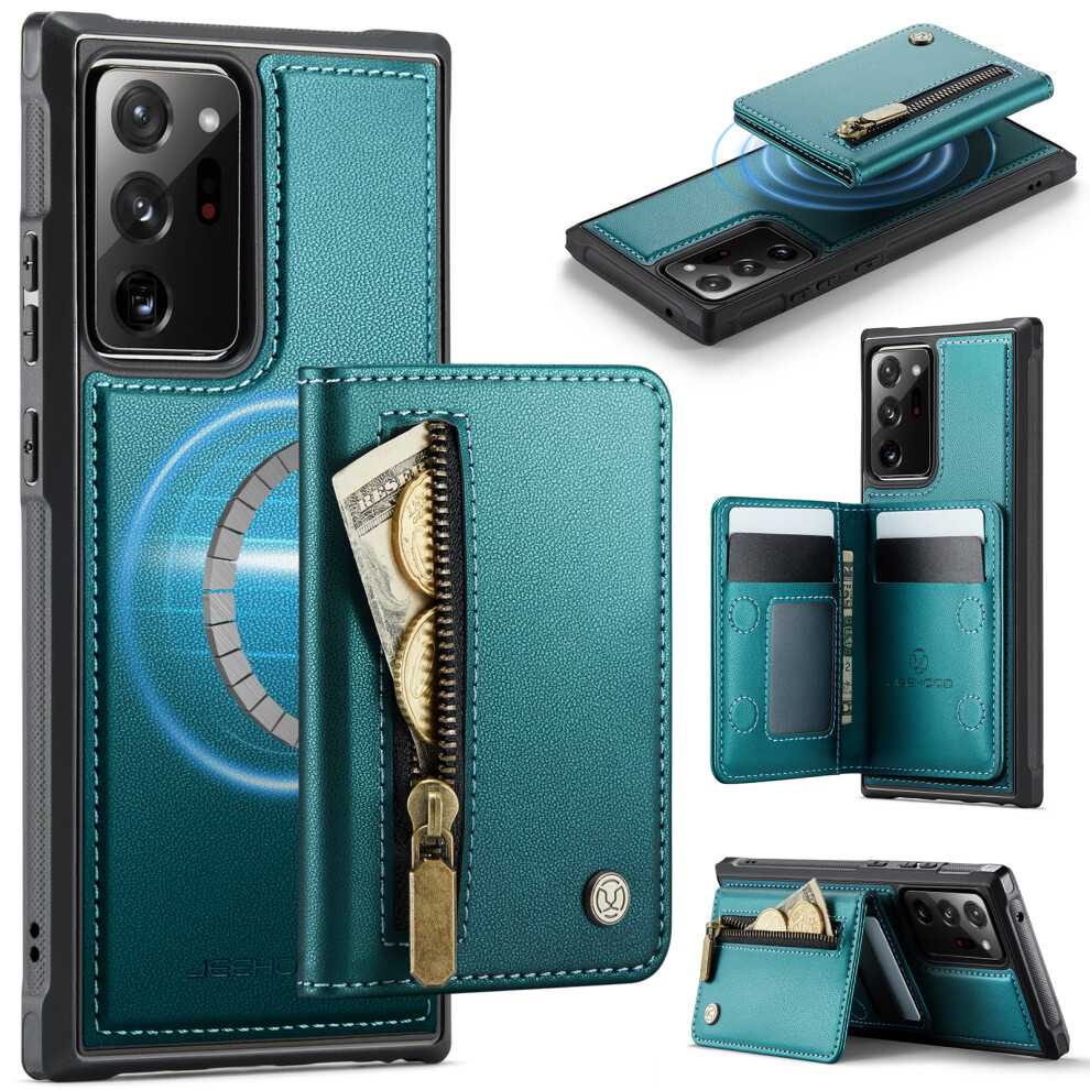 (Blue) Jeehood For Samsung Galaxy Note20 Ultra Case J12 Magnetic Detachable Zipper Wallet Kickstand Leather Back Cover Magneti Blue 6914291355715