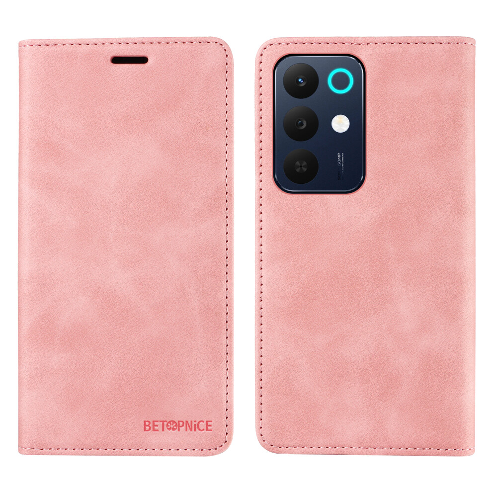 (Pink) Betopnice For Realme C85 5G Case Magnetic Closure Rfid Blocking Wallet Stand Leather Phone Cover Pink 6914299711759