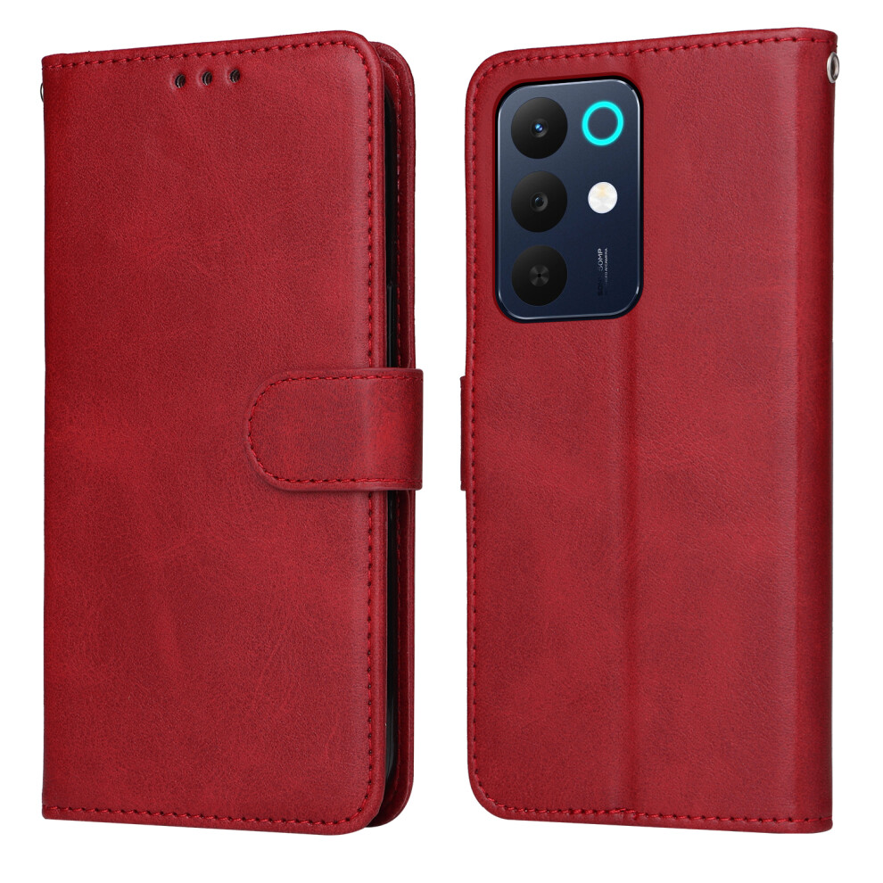 (Red) For Realme C85 5G Case Wallet Pu Leather Folio Flip Phone Cover Red 6914298698419
