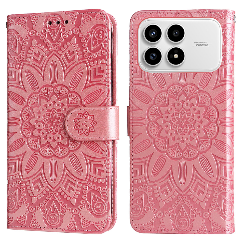 (Pink) For Xiaomi Redmi K90 5G / Poco F8 Pro Case Sunflower Imprint Leather Wallet Phone Cover Pink 6914297429007