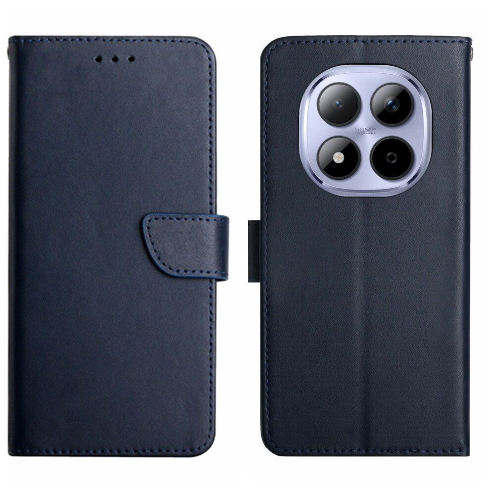 (Blue) For Xiaomi Poco M8 Pro 5G / Redmi Note 15 Pro+ 5G (Global) Case Genuine Cow Leather Phone Cover Nappa Texture Blue 6914291249588