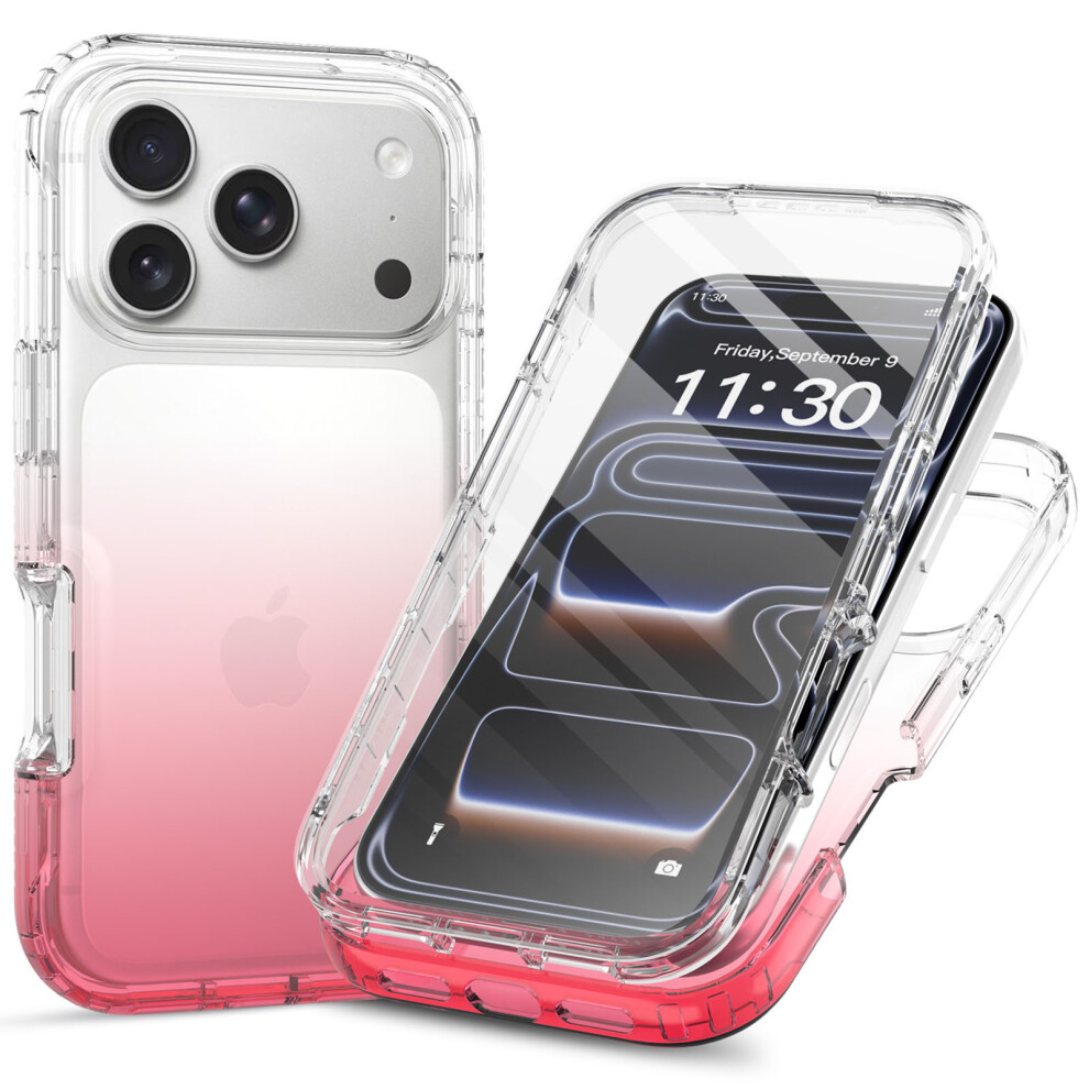 (Red) For Iphone 17 Pro Case Built-In Pet Screen Protector Pc+Tpu Full Body Shockproof Phone Cover Red 6914292739057