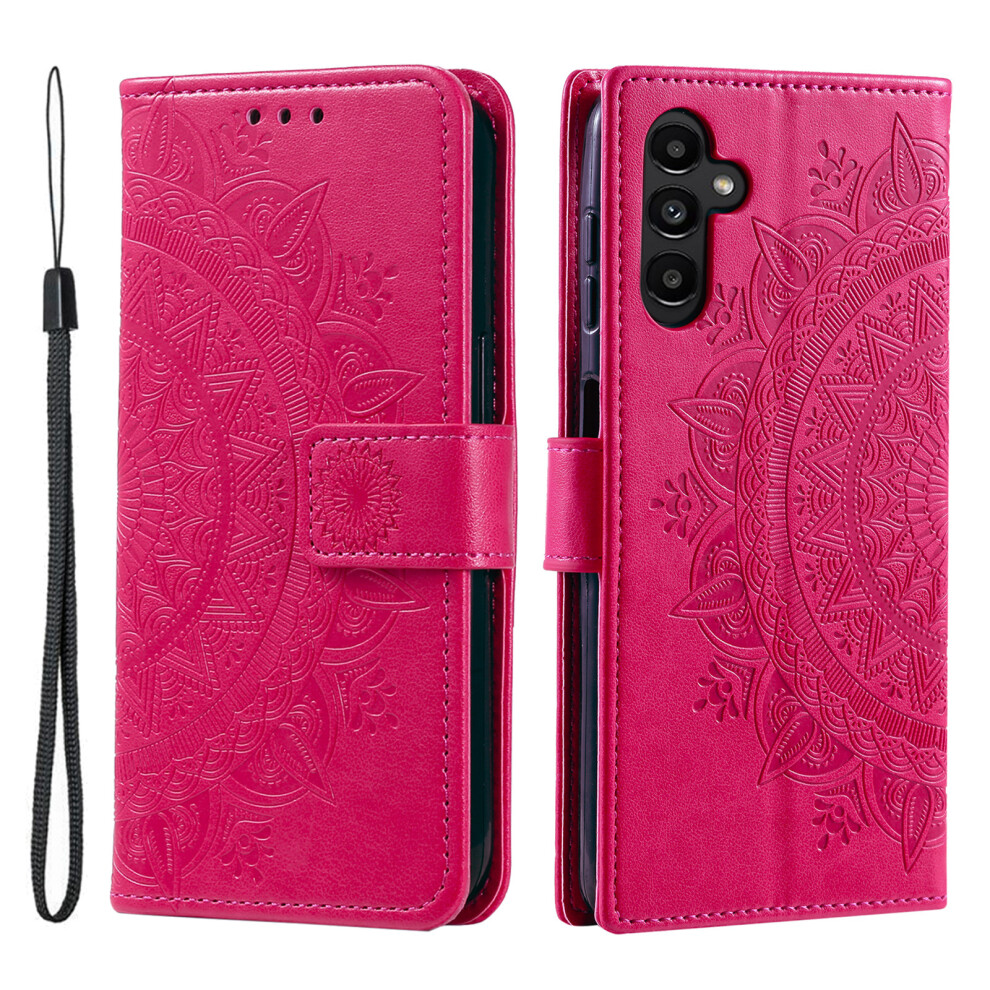 (Rose) For Samsung Galaxy A27 Stand Case Imprinted Totem Pu Leather Wallet Phone Cover With Wrist Strap 6914296381559
