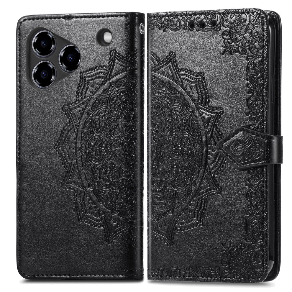 (Black) For Zte Blade A76 4G Case Wallet Mandala Flower Leather Phone Cover Stand View Black 6914294428218