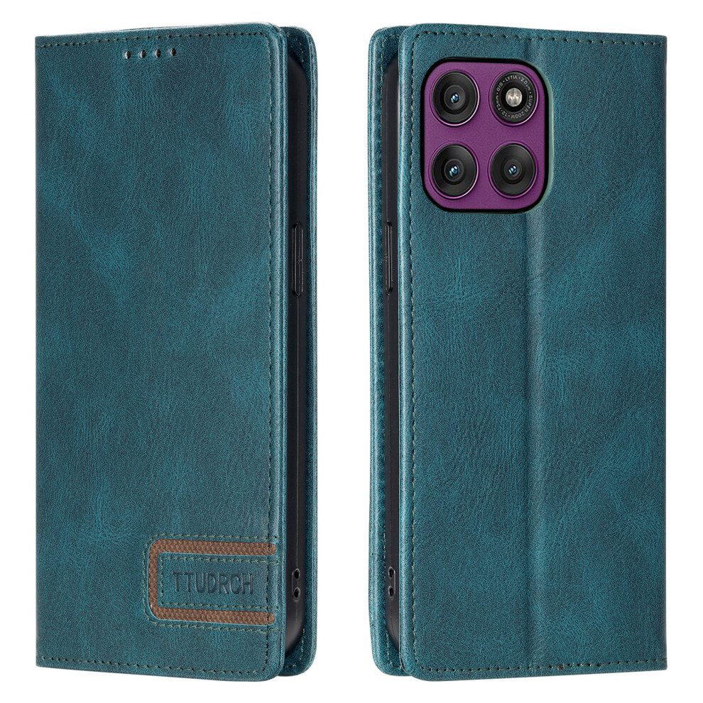 (Black Blue) Ttudrch Style 007 For Motorola Edge 70 5G Leather Case Rfid Blocking Wallet Stand Phone Cover Blue,Black 6914294186965