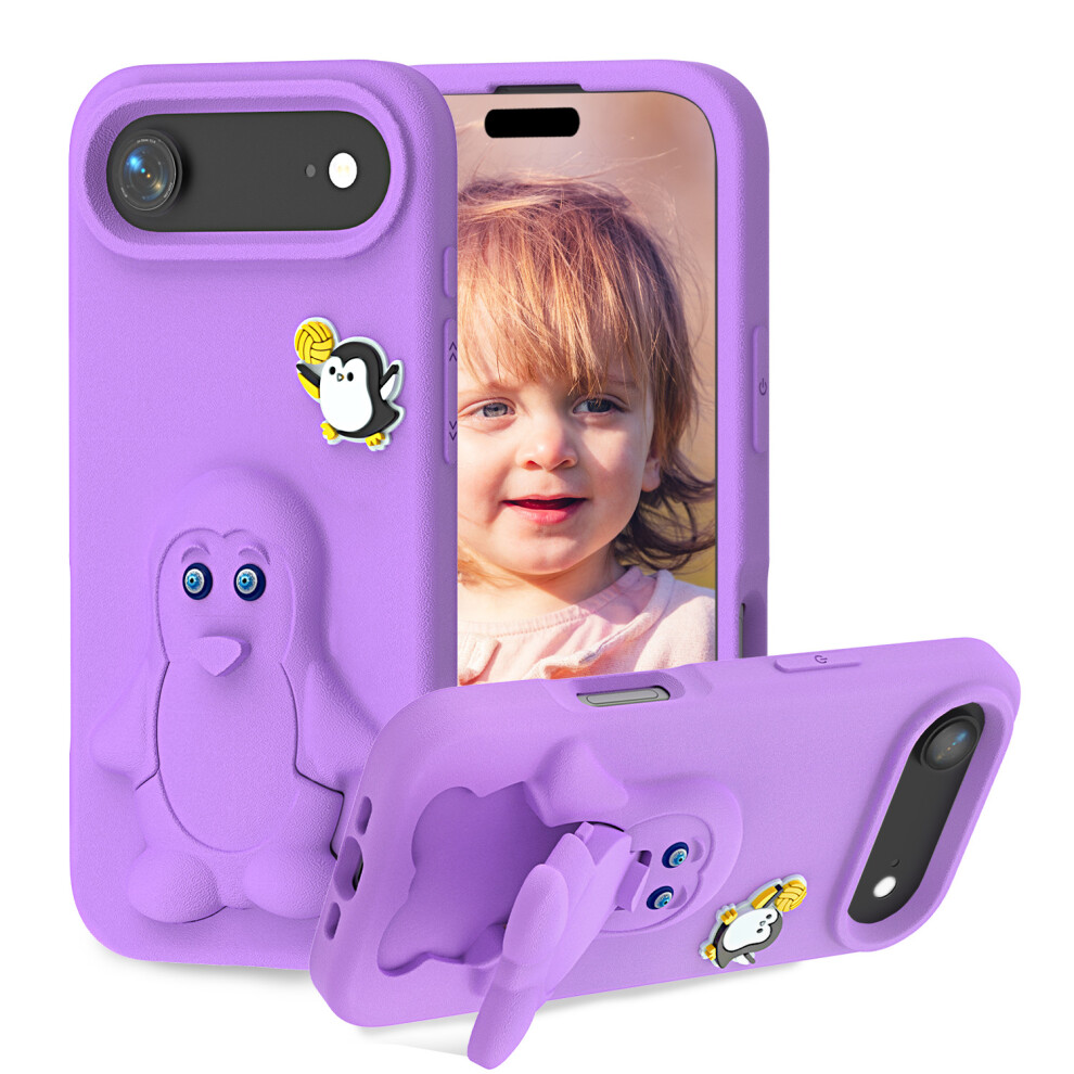 (Purple) For Iphone Air Case Penguin Design Kickstand Shockproof Eva Phone Cover Purple 6914296401172