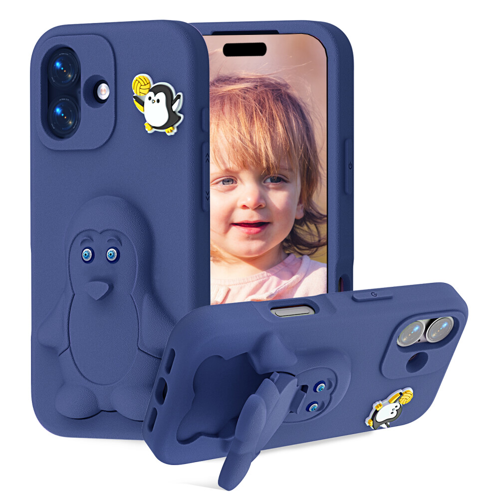 (Navy ) For Iphone 17 Case Penguin Design Kickstand Shockproof Eva Phone Cover Blue 6914298061763