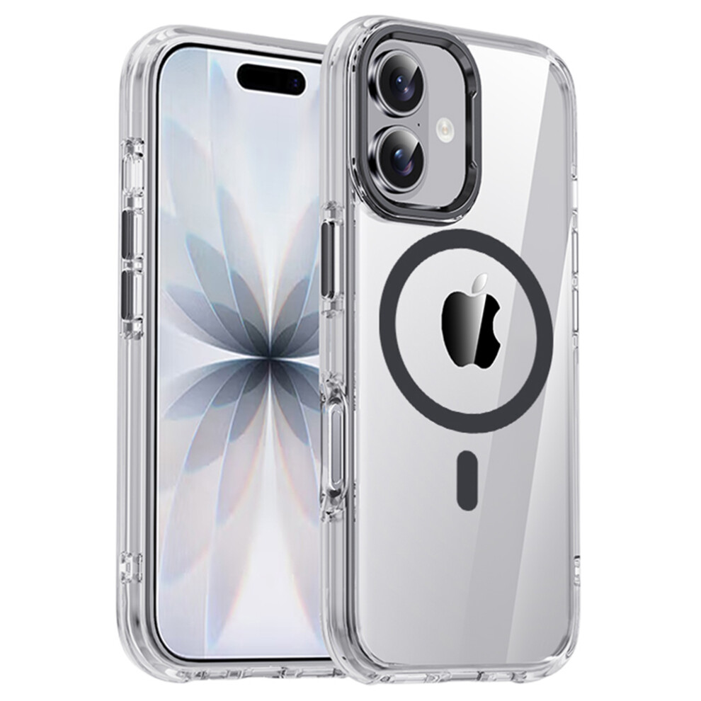 (Transparent / ) Ipaky For Iphone 17 Clear Case Compatible With Magsafe Shockproof Tpu+Pc Phone Back Cover Black 6914293243720