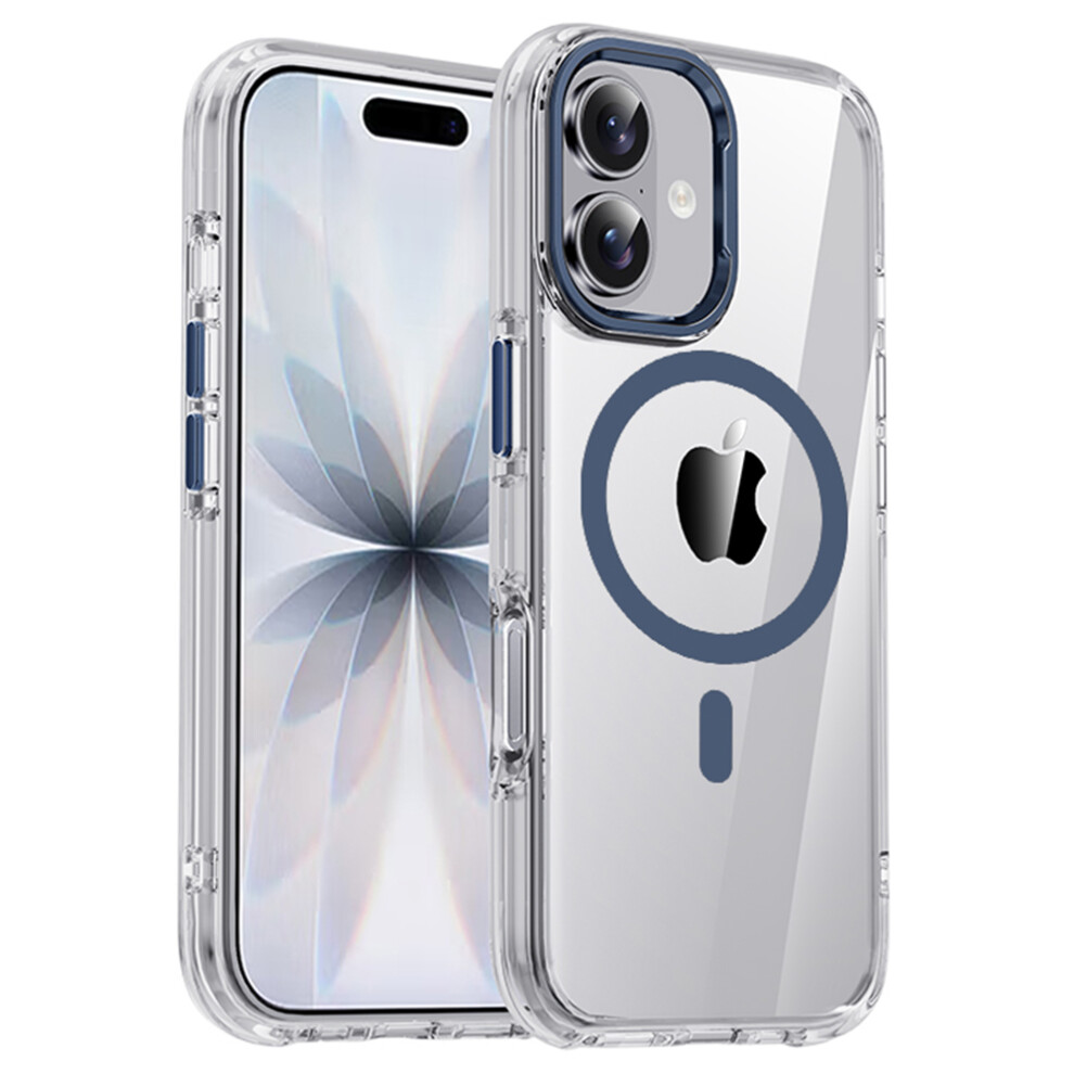 (Transparent / Dark ) Ipaky For Iphone 17 Clear Case Compatible With Magsafe Shockproof Tpu+Pc Phone Back Cover Blue 6914296067620