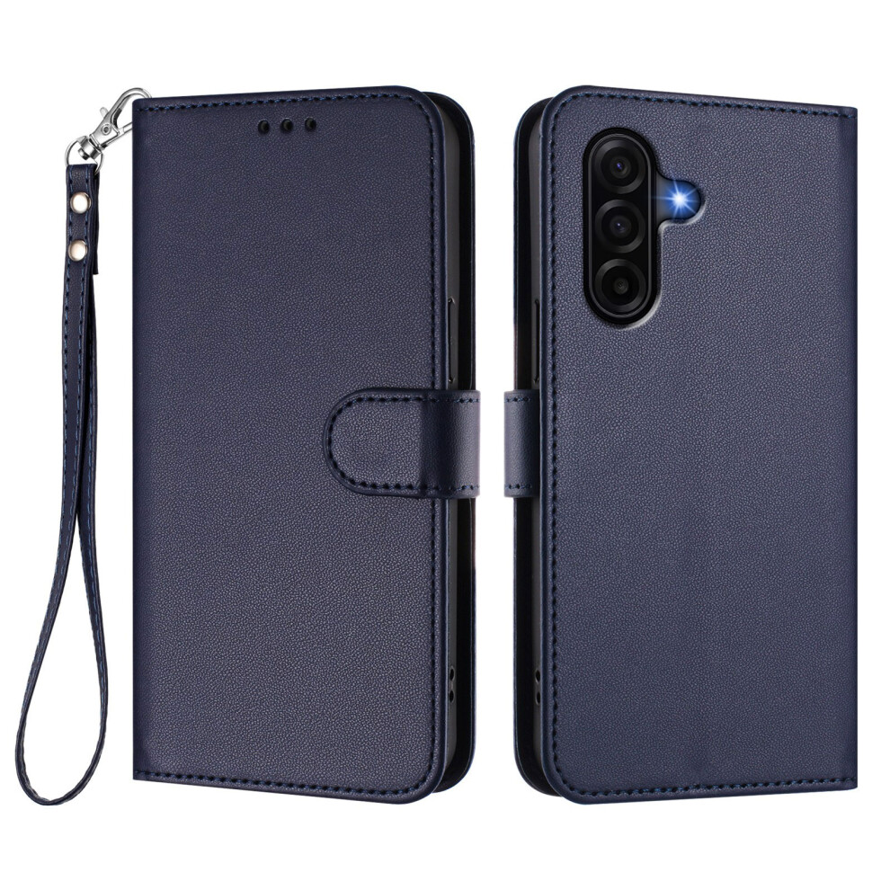 (Blue) For Samsung Galaxy A37 5G Leather Case Wallet Stand Phone Cover With Wrist Strap Blue 6914299699705