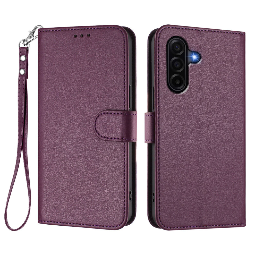 (Purple) For Samsung Galaxy A37 5G Leather Case Wallet Stand Phone Cover With Wrist Strap Purple 6914294813571