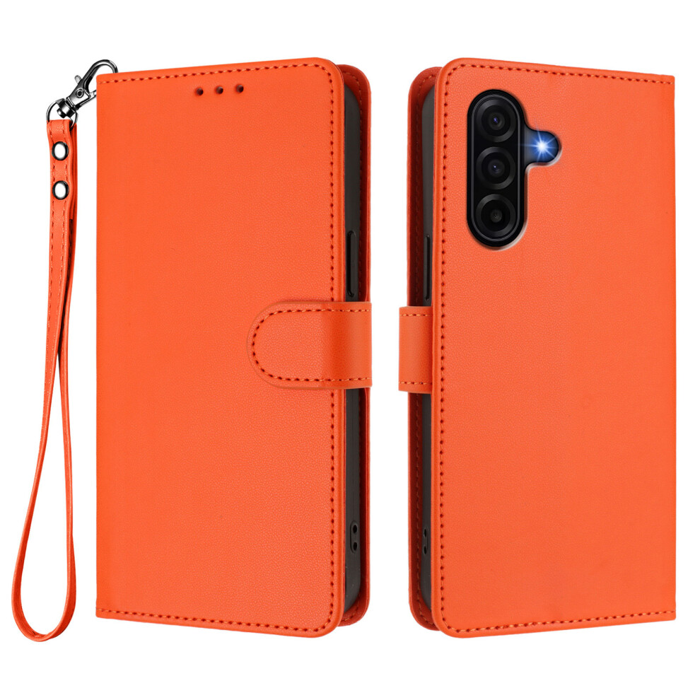 (Orange) For Samsung Galaxy A37 5G Leather Case Wallet Stand Phone Cover With Wrist Strap Orange 6914290733897