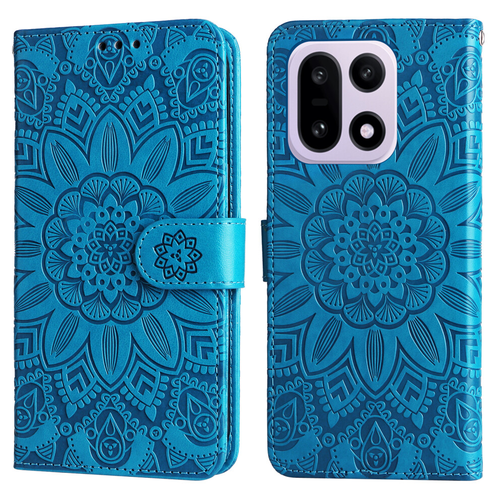 (Blue) For Oneplus 15 5G Case Sunflower Imprint Leather Wallet Phone Cover Blue 6914299628019