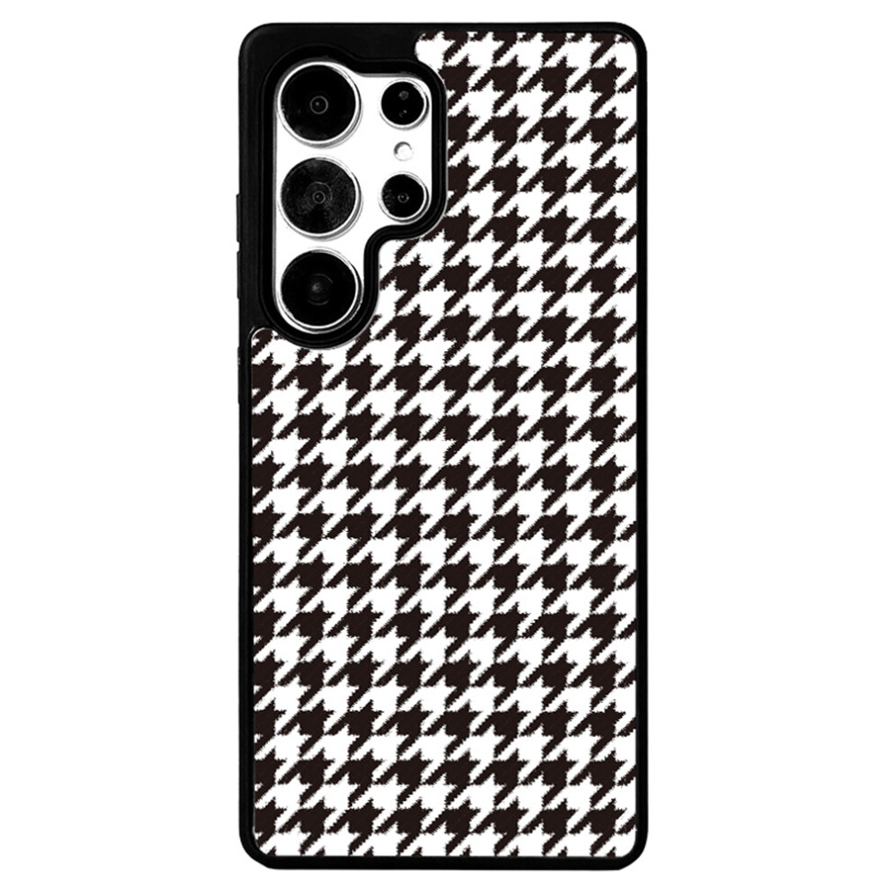 (Black White Houndstooth) Eycase For Samsung Galaxy S26 Ultra Magnetic Case Grid Series Black Edge Tpu + Acrylic Cover With Black Edge White,Black 6914298988381