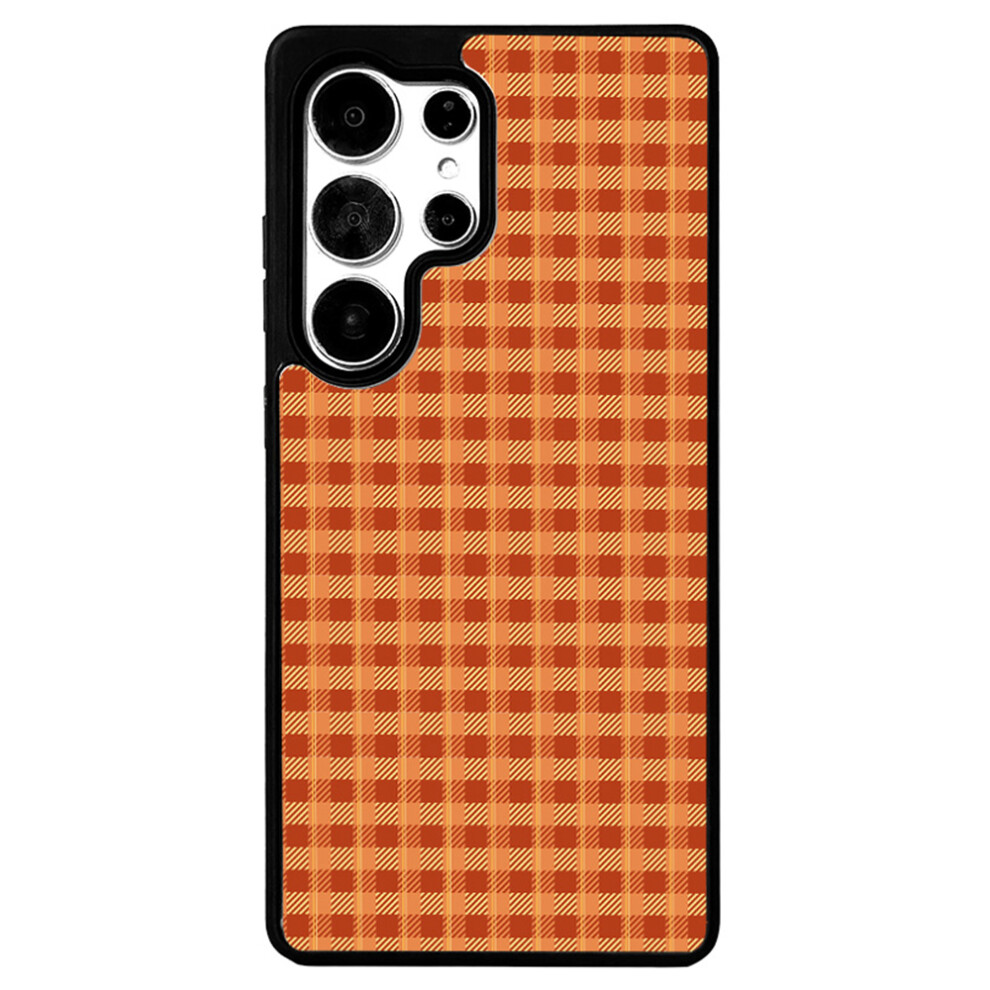 (Pumpkin Color Grid) Eycase For Samsung Galaxy S26 Ultra Magnetic Case Grid Series Edge Tpu + Acrylic Cover With Edge Black 6914291891534