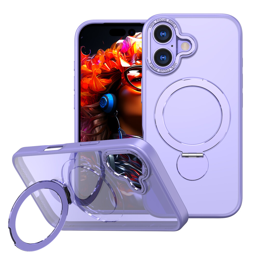 (Lilac ) For Iphone 17 Case Rotating Kickstand Skin-Touch Tpu + Pc Phone Cover Compatible With Magsafe Purple 6914299907121