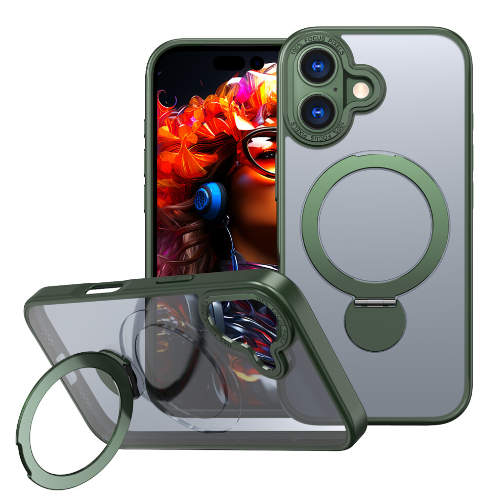 (Green) For Iphone 17 Case Rotating Kickstand Skin-Touch Tpu + Pc Phone Cover Compatible With Magsafe Green 6914295828246