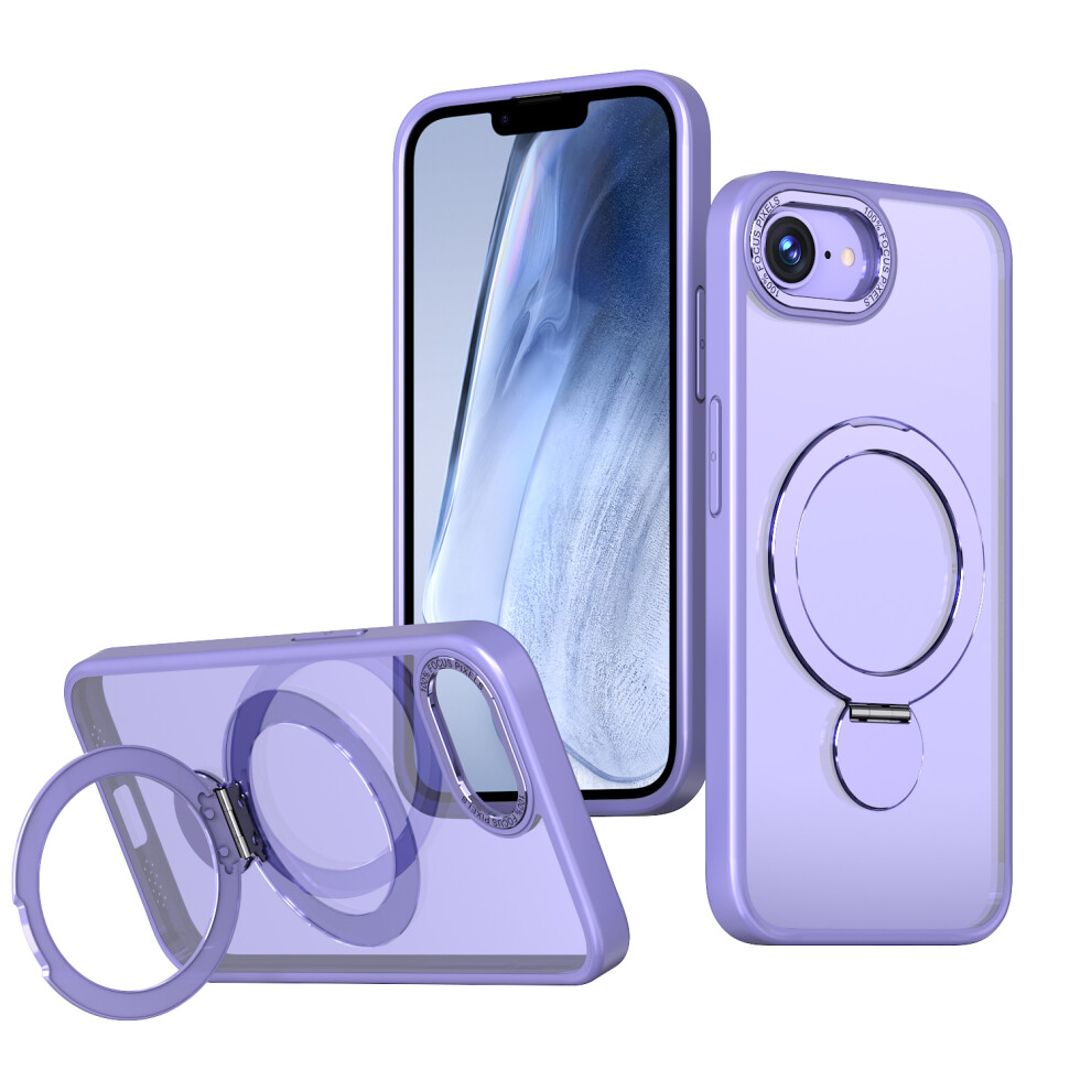 (Lilac ) For Iphone 17E / 16E Case Rotating Kickstand Skin-Touch Tpu + Pc Phone Cover Compatible With Magsafe Purple 6914291895297