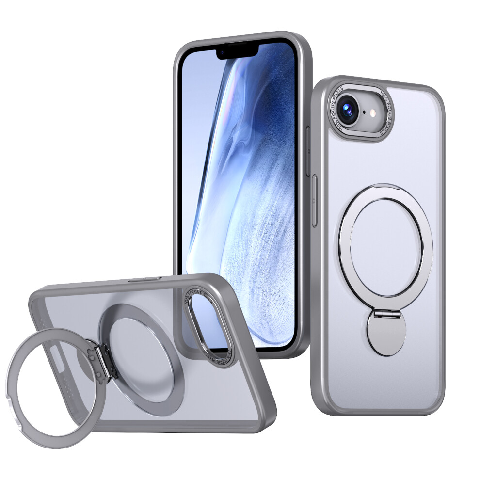 (Titanium ) For Iphone 17E / 16E Case Rotating Kickstand Skin-Touch Tpu + Pc Phone Cover Compatible With Magsafe Grey 6914297813110