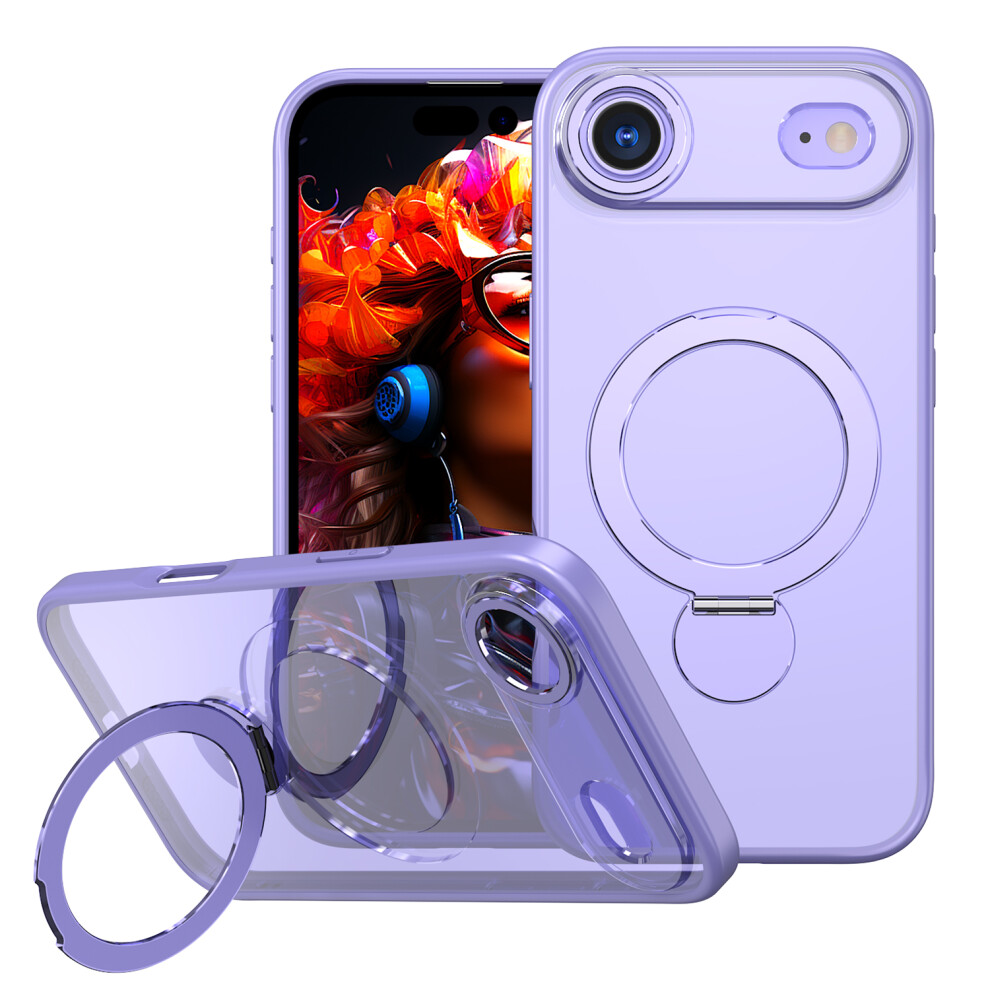 (Lilac ) For Iphone Air Case Rotating Kickstand Skin-Touch Tpu + Pc Phone Cover Compatible With Magsafe Purple 6914291339685