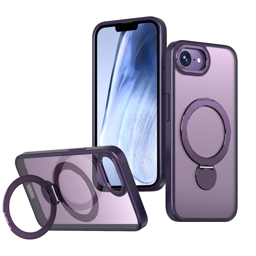(Purple) For Iphone 17E / 16E Case Rotating Kickstand Skin-Touch Tpu + Pc Phone Cover Compatible With Magsafe Purple 6914293886569