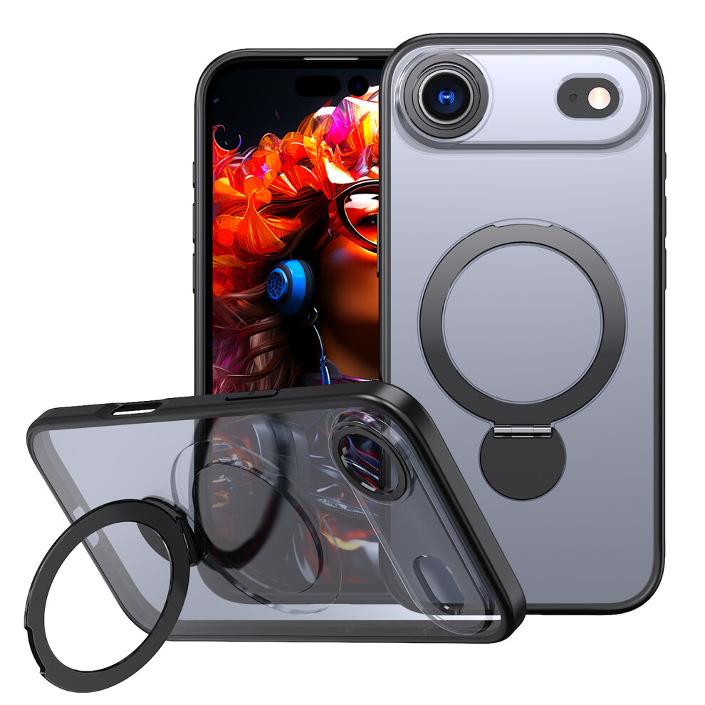 (Black) For Iphone Air Case Rotating Kickstand Skin-Touch Tpu + Pc Phone Cover Compatible With Magsafe Black 6914294361829