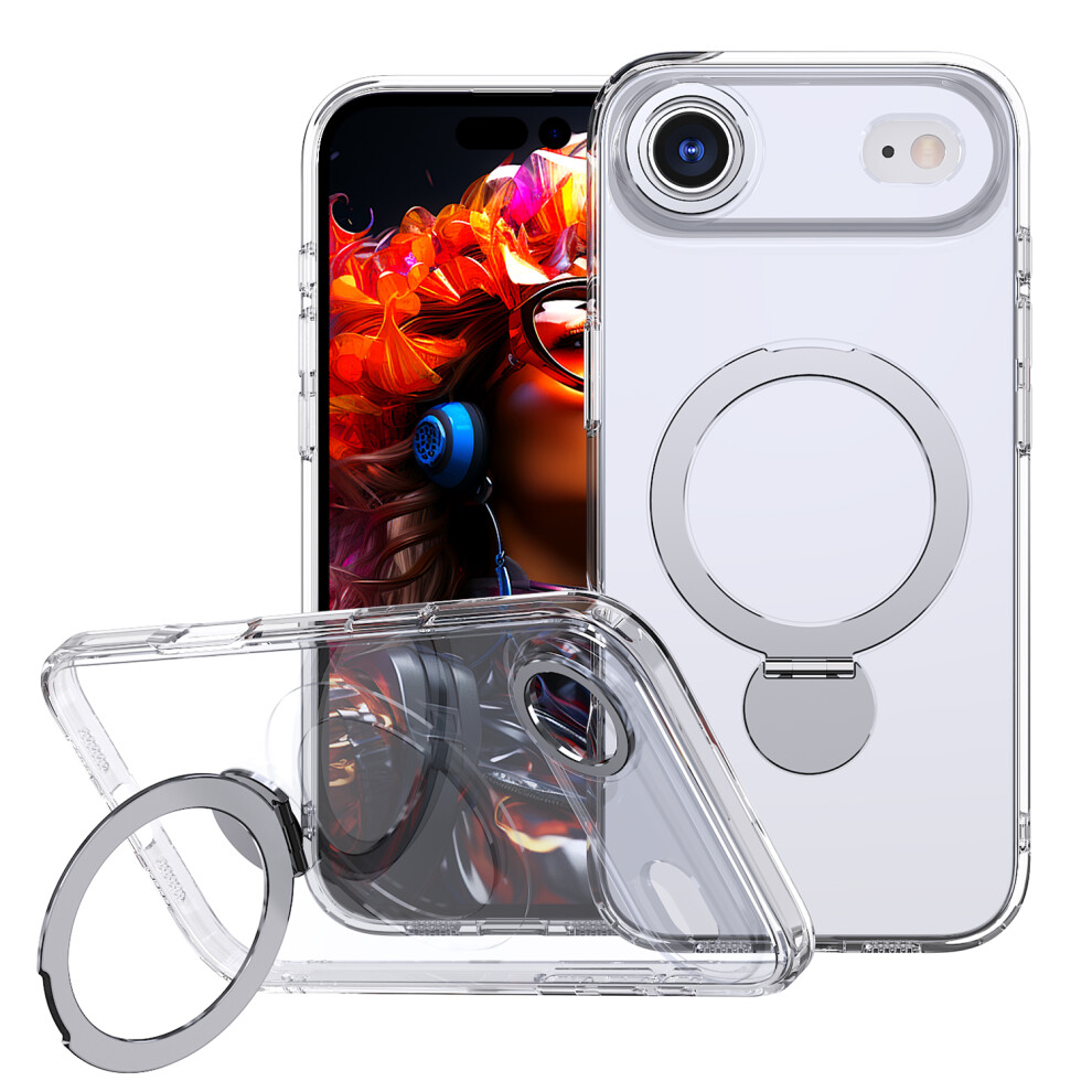 (Transparent) For Iphone Air Case Rotating Kickstand Skin-Touch Tpu + Pc Phone Cover Compatible With Magsafe 6914299377641