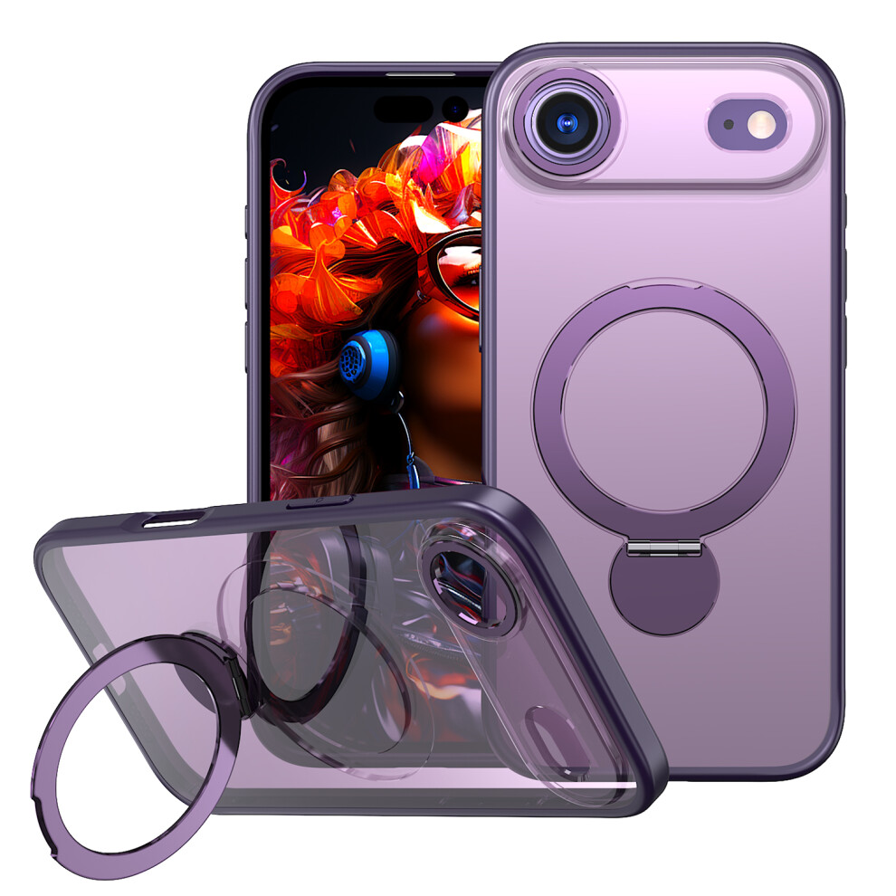 (Purple) For Iphone Air Case Rotating Kickstand Skin-Touch Tpu + Pc Phone Cover Compatible With Magsafe Purple 6914293353016