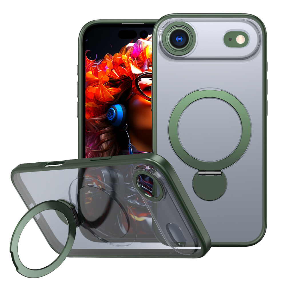 (Green) For Iphone Air Case Rotating Kickstand Skin-Touch Tpu + Pc Phone Cover Compatible With Magsafe Green 6914296694307