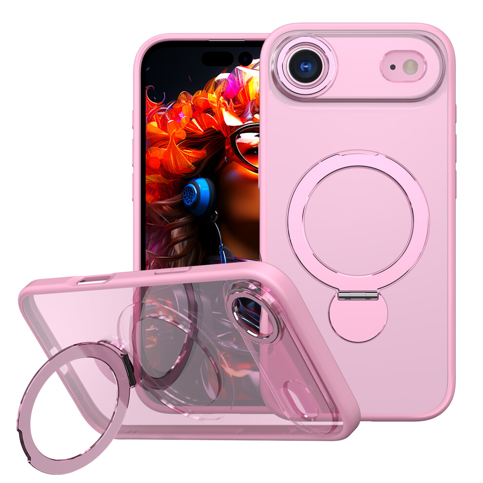 (Pink) For Iphone Air Case Rotating Kickstand Skin-Touch Tpu + Pc Phone Cover Compatible With Magsafe Pink 6914295908092