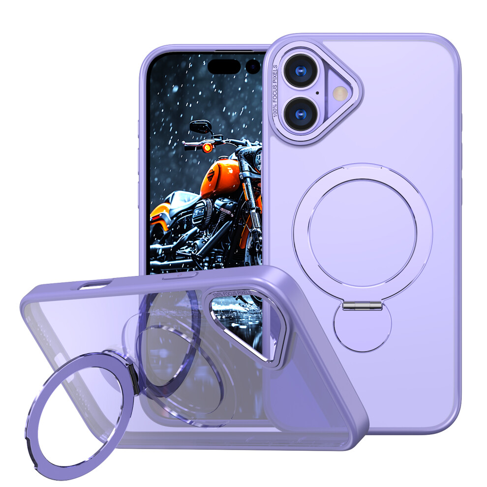 (Lilac ) For Iphone 16 Case Rotating Kickstand Skin-Touch Tpu + Pc Phone Cover Compatible With Magsafe Purple 6914298729922