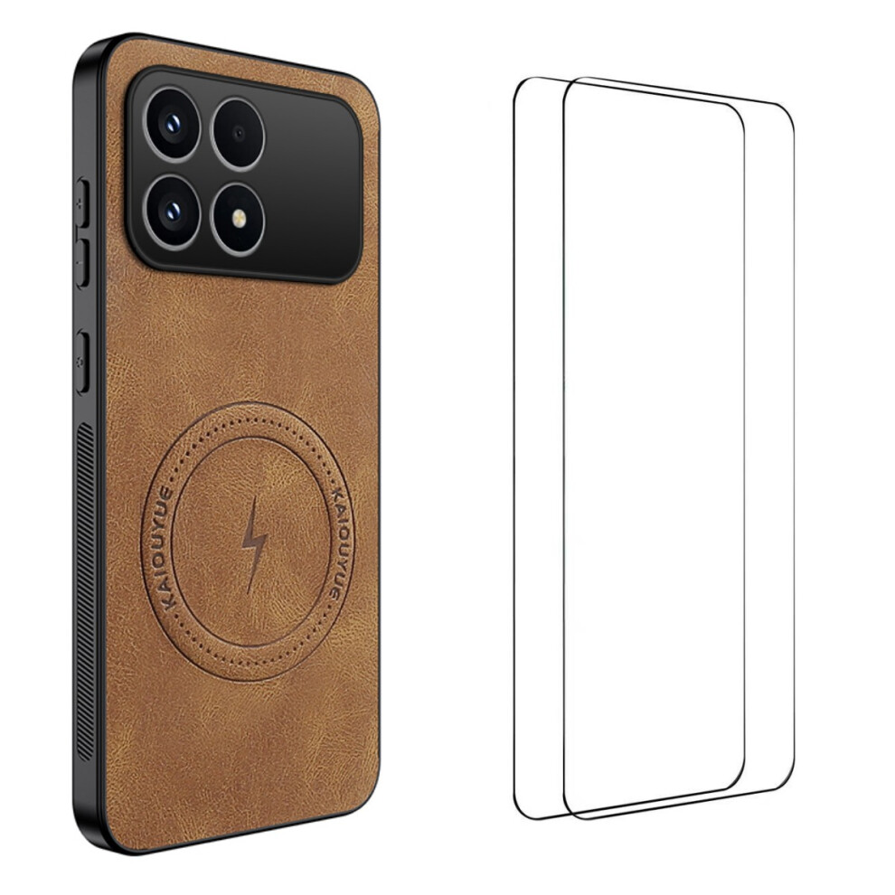 (Brown) Wanlonfeng For Xiaomi Redmi K90 5G / Poco F8 Pro Magnetic Case Sd Series Pc Tpu Phone Cover With 2Pcs Screen Film Brown 6914292643101