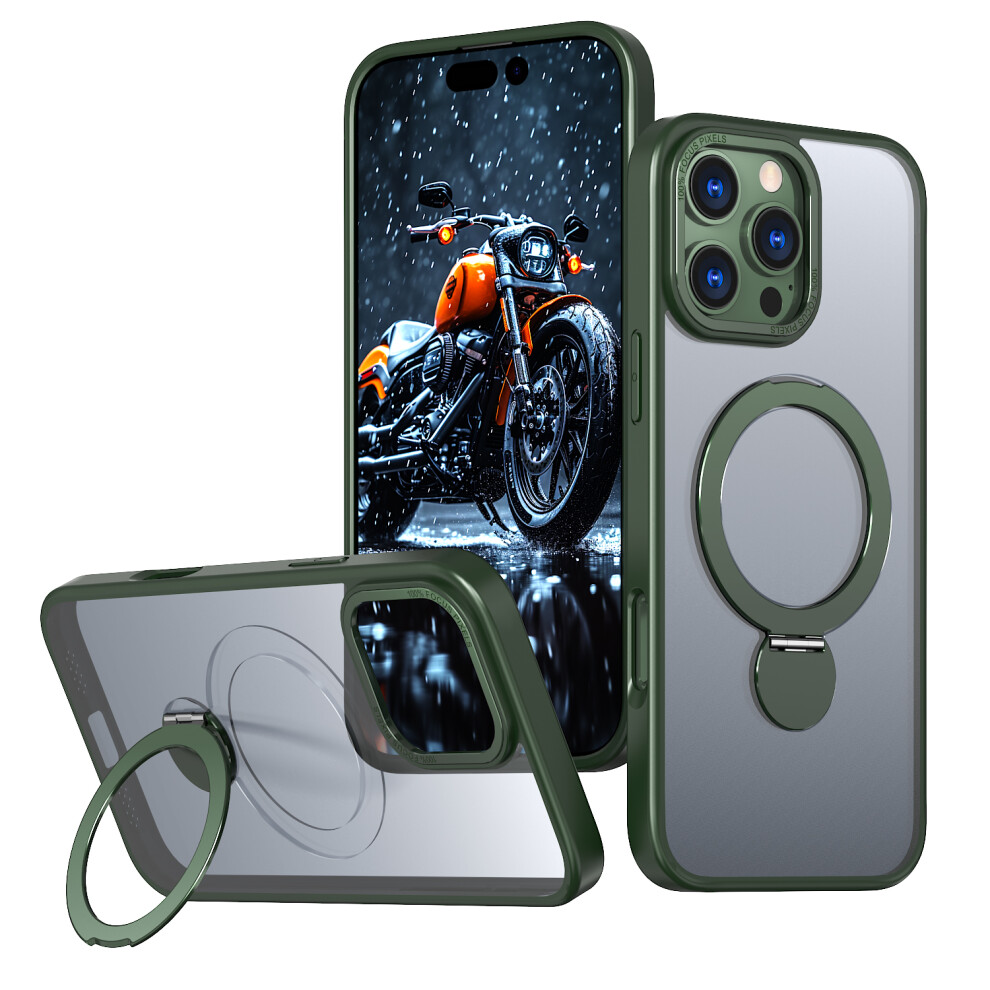 (Green) For Iphone 13 Pro Case Rotating Kickstand Skin-Touch Tpu + Pc Phone Cover Compatible With Magsafe Green 6914292099687