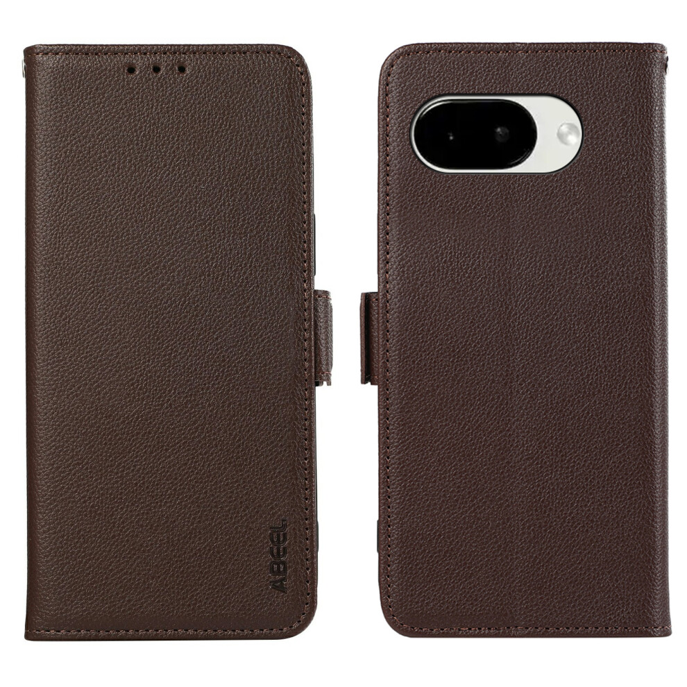 (Brown) Abeel For Google Pixel 10A Case Litchi Texture Leather Rfid Blocking Phone Cover Brown 6914297401171