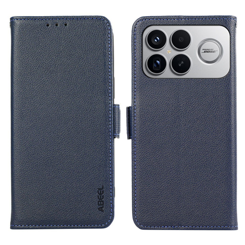 (Blue) Abeel For Xiaomi Redmi K90 Pro Max 5G / Poco F8 Ultra Case Litchi Texture Leather Rfid Blocking Phone Cover Blue 6914290791033