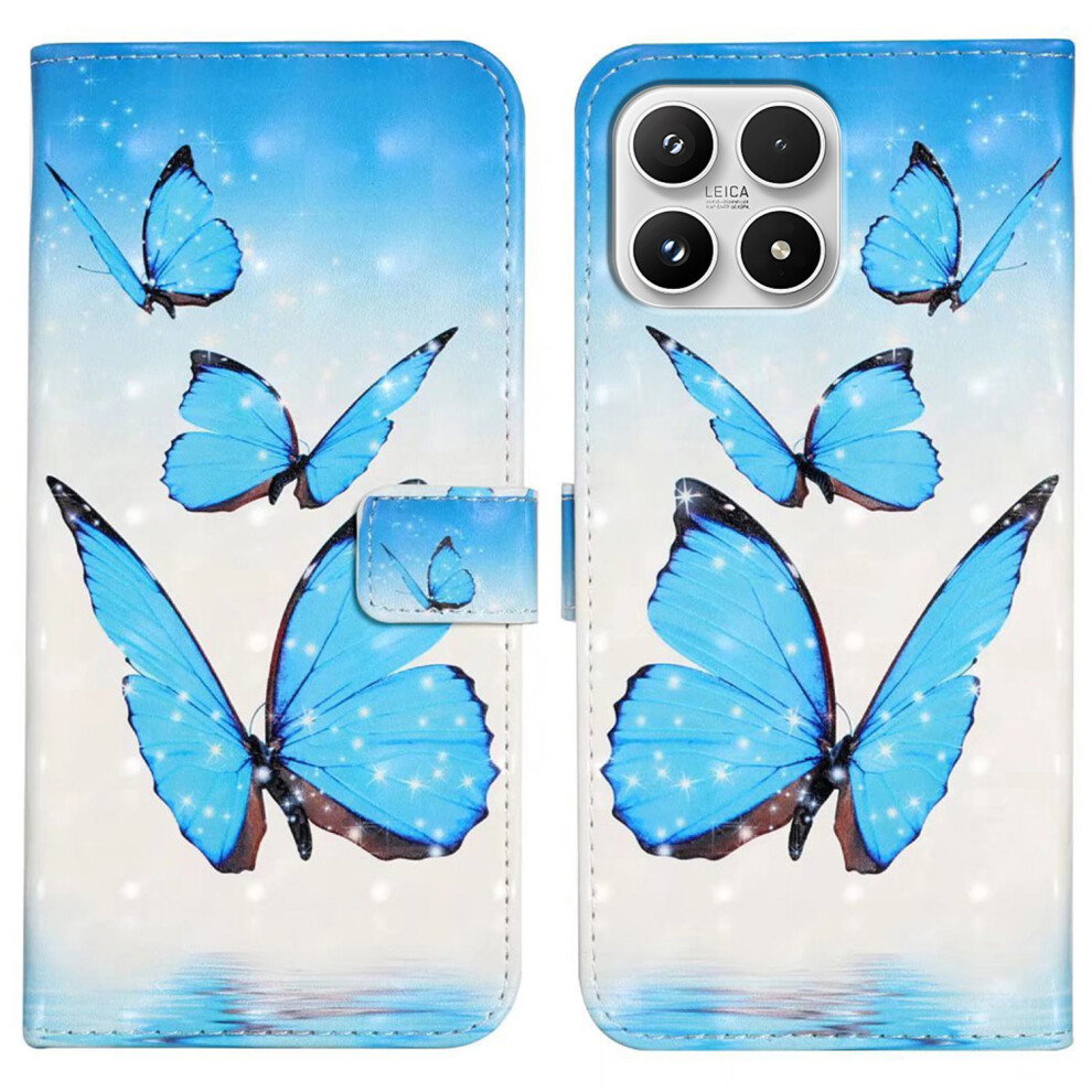 (Three Butterflies) Phone Case For Xiaomi 17 3D Creative Pattern Pu Leather Stand Cover 6914294156425
