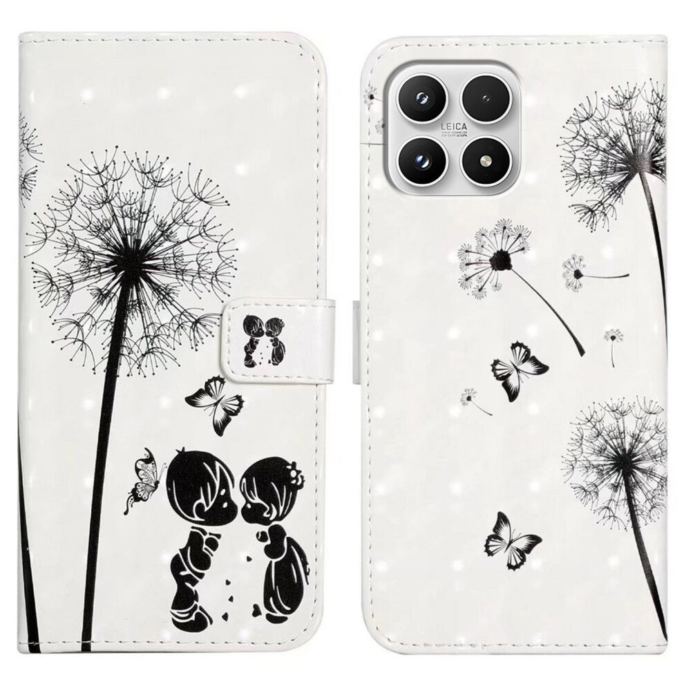 (Kids And Dandelion) Phone Case For Xiaomi 17 3D Creative Pattern Pu Leather Stand Cover 6914291958121