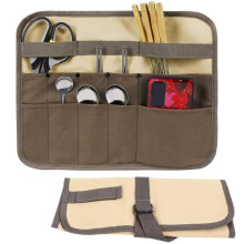 Canvas Knife Roll Bag with 10 Pockets, Durable Washable Canvas for Chefs Camping and Travel