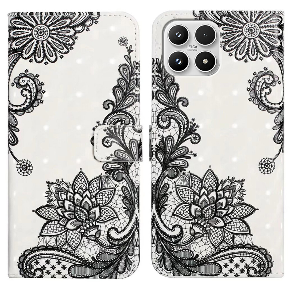 (Lace Flower) Phone Case For Xiaomi 17 3D Creative Pattern Pu Leather Stand Cover 6914294195844