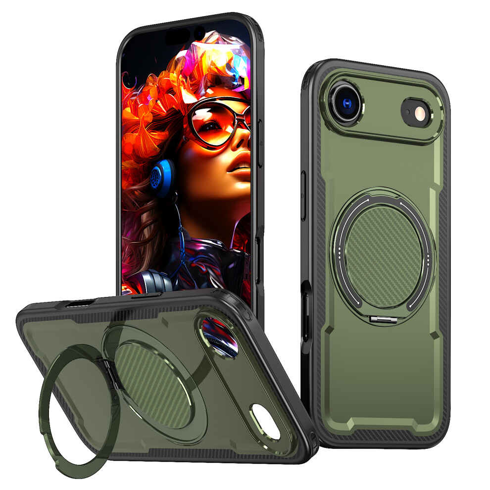 (Green) For Iphone Air Case Compatible With Magsafe Tpu + Pc Phone Cover With Damping Rotating Stand Green 6914296940275