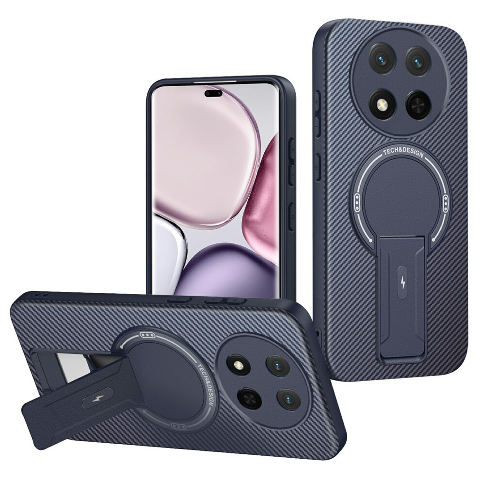 (Blue) Phone Case For Honor Magic7 Lite 5G / X9c 5G / X60 Pro 5G Carbon Fiber Texture Pc + Tpu Phone Cover With Kickstand Blue 6914298871812
