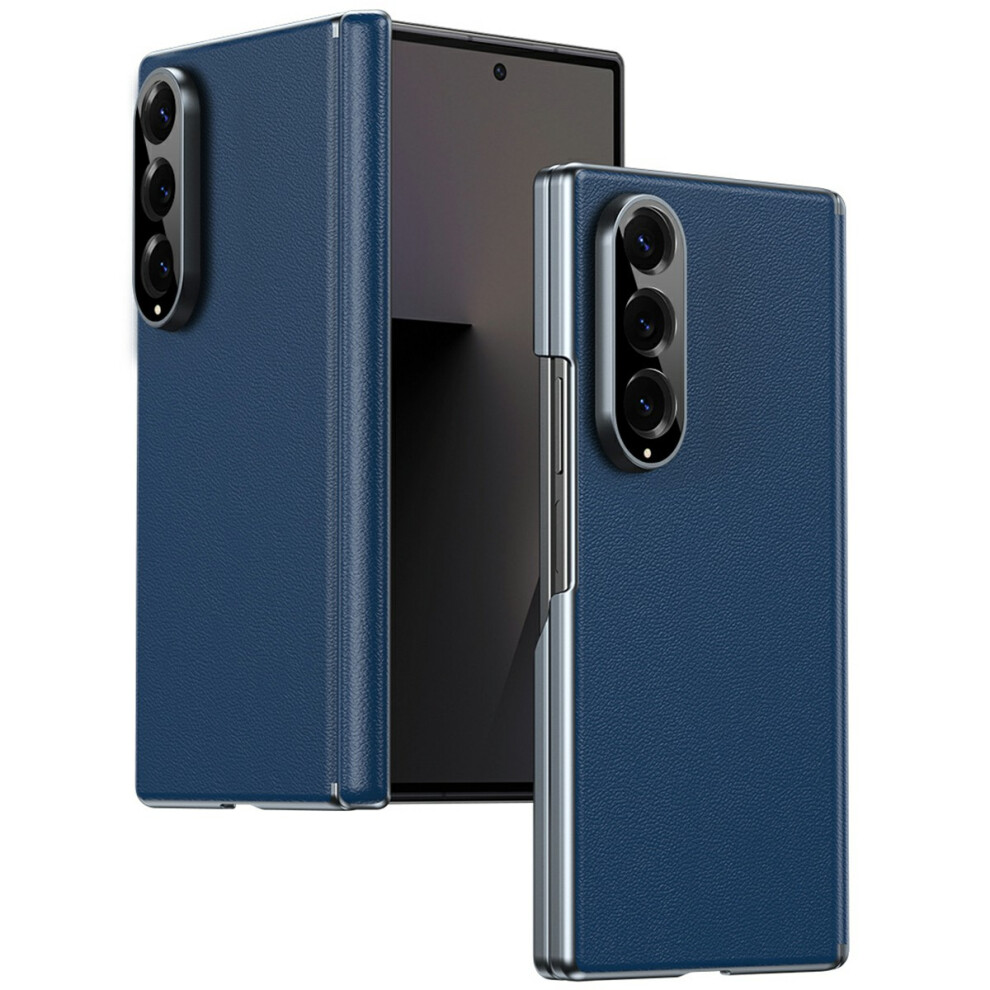 (Sapphire) For Samsung Galaxy Z Fold4 5G Case Dual-Axis Hinge Pu Leather Hard Pc Folding Phone Cover Blue 6914292077838