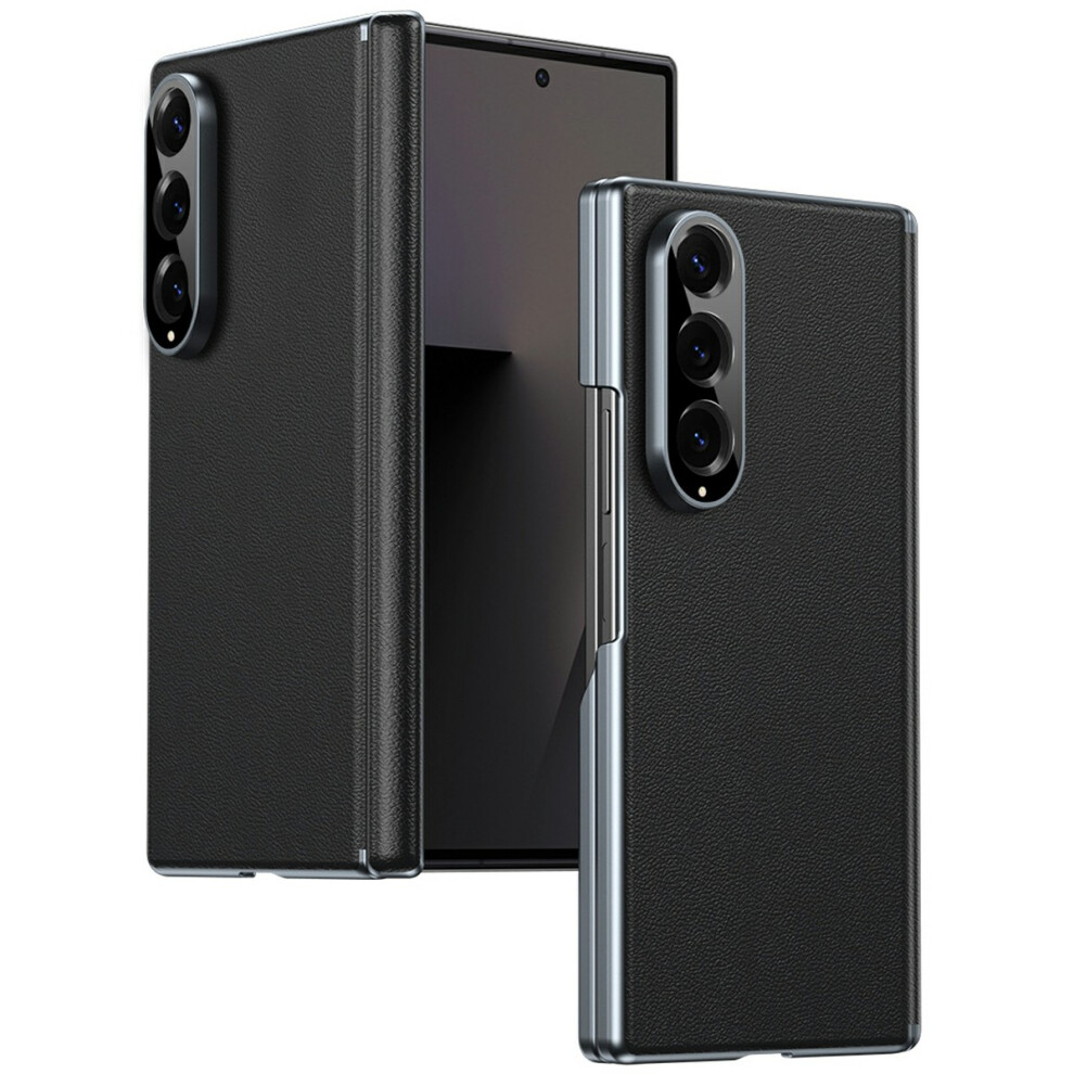 (Black) For Samsung Galaxy Z Fold4 5G Case Dual-Axis Hinge Pu Leather Hard Pc Folding Phone Cover Black 6914296090628