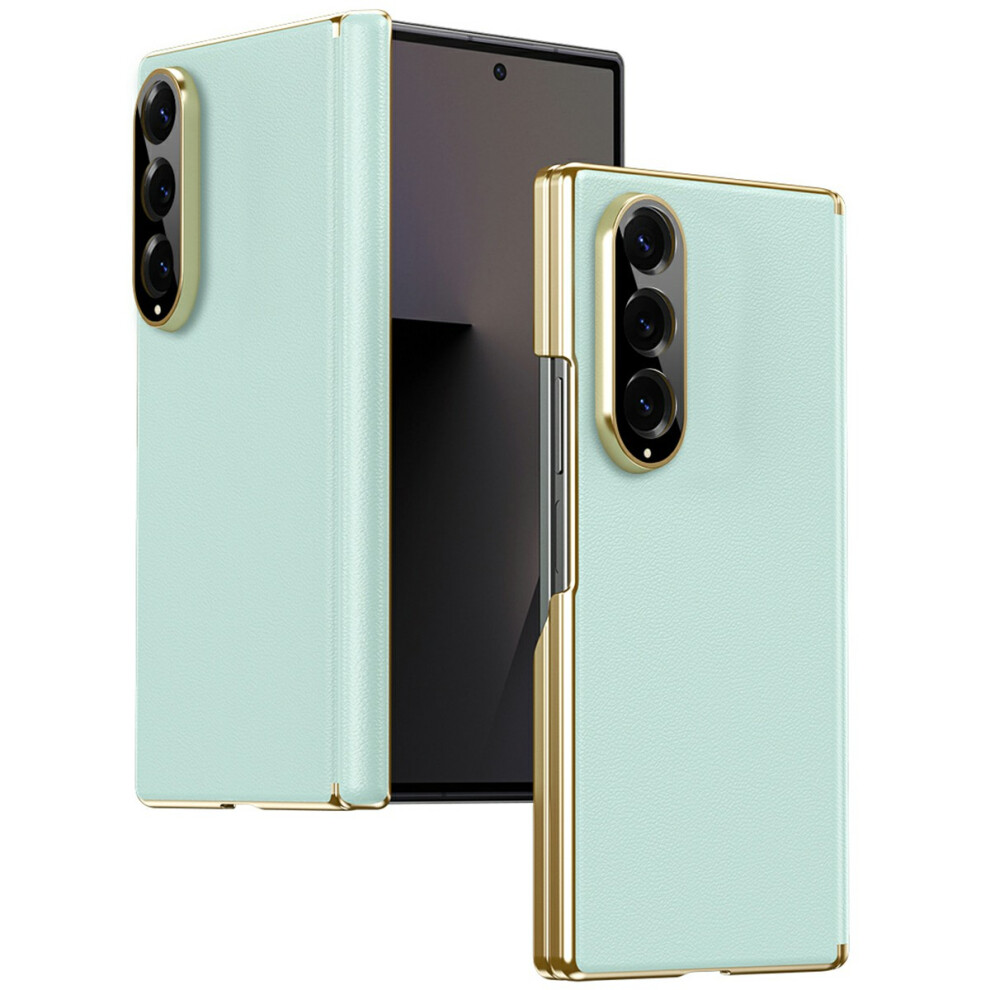 (Green) For Samsung Galaxy Z Fold4 5G Case Dual-Axis Hinge Pu Leather Hard Pc Folding Phone Cover Green 6914291649616