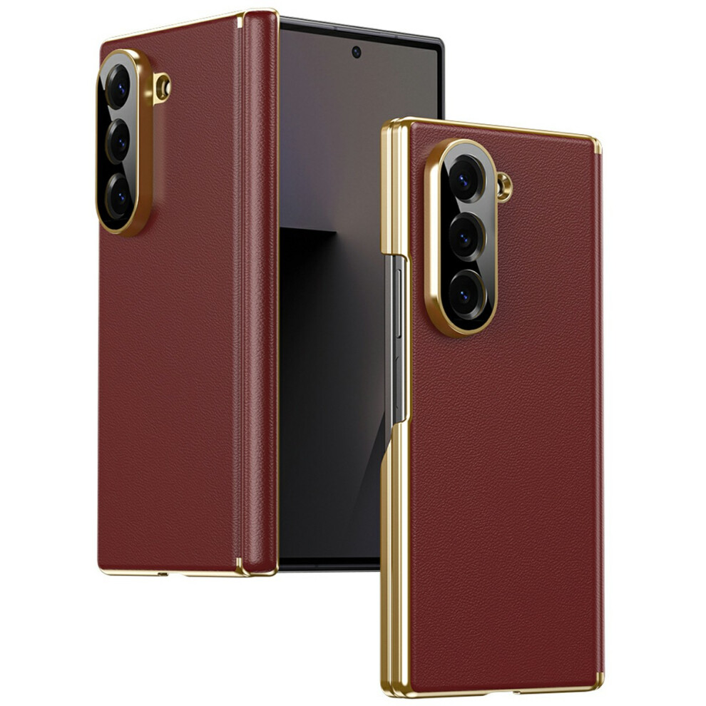 (Red) For Samsung Galaxy Z Fold5 5G Case Dual-Axis Hinge Pu Leather Hard Pc Folding Phone Cover Red 6914294847170