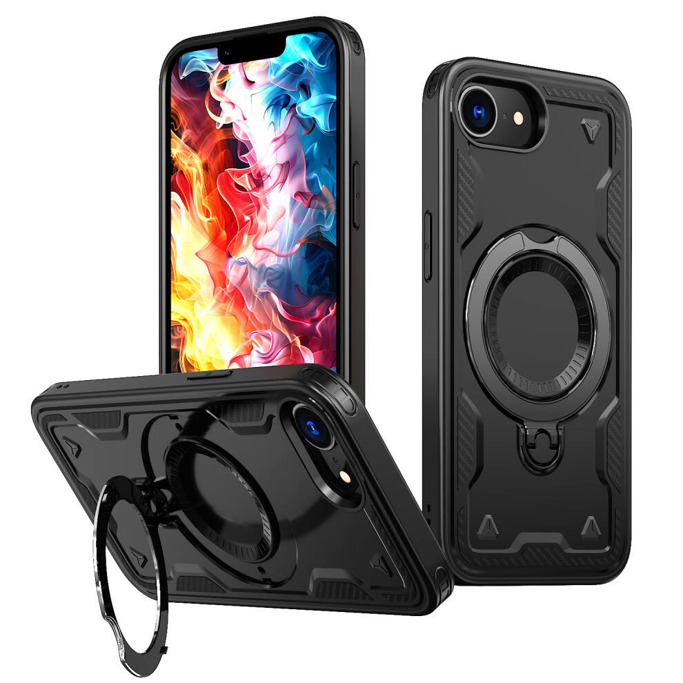 (Black) For Iphone 17E / 16E Case Compatible With Magsafe Military Protection Pc + Tpu Kickstand Phone Cover Black 6914291846619