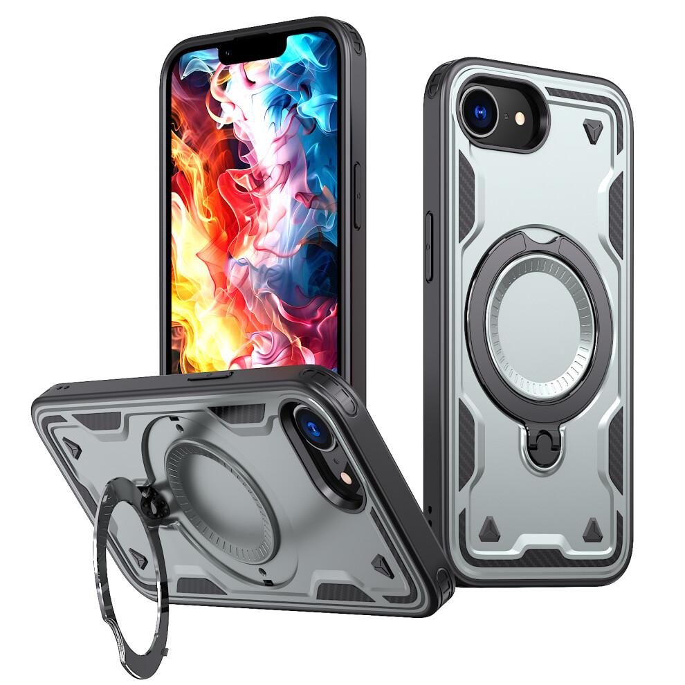(Grey) For Iphone 17E / 16E Case Compatible With Magsafe Military Protection Pc + Tpu Kickstand Phone Cover Grey 6914293765352