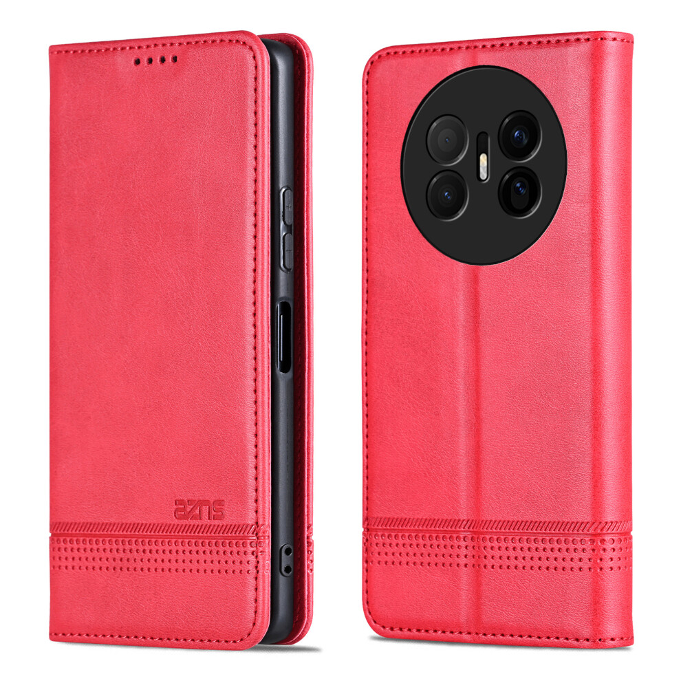 (Red) Azns For Huawei Mate 70 Air Case Cowhide Texture Pu Leather Wallet Phone Cover Red 6914297864068
